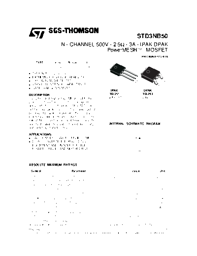 . Electronic Components Datasheets std3nb50  . Electronic Components Datasheets Active components Transistors ST std3nb50.pdf