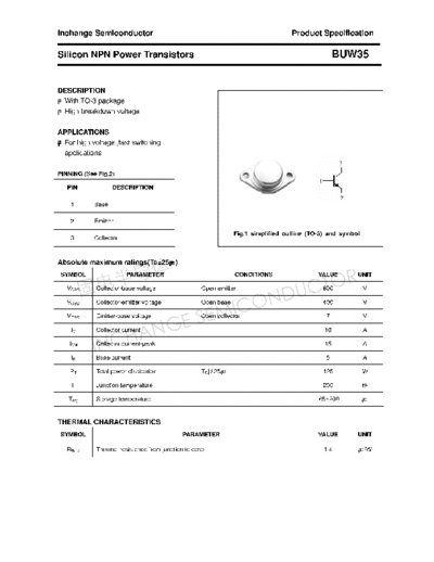 . Electronic Components Datasheets buw35  . Electronic Components Datasheets Active components Transistors Inchange Semiconductor buw35.pdf
