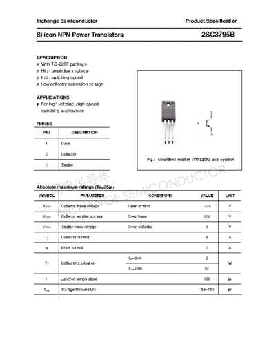 Inchange Semiconductor 2sc3795b  . Electronic Components Datasheets Active components Transistors Inchange Semiconductor 2sc3795b.pdf