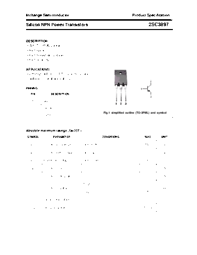 Inchange Semiconductor 2sc3897  . Electronic Components Datasheets Active components Transistors Inchange Semiconductor 2sc3897.pdf