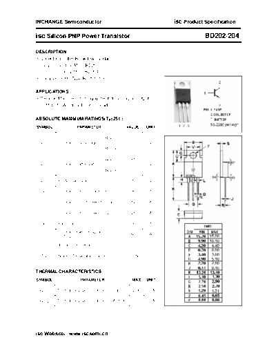 Inchange Semiconductor bd202 bd204  . Electronic Components Datasheets Active components Transistors Inchange Semiconductor bd202_bd204.pdf