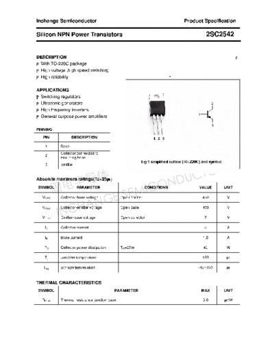 Inchange Semiconductor 2sc2542  . Electronic Components Datasheets Active components Transistors Inchange Semiconductor 2sc2542.pdf