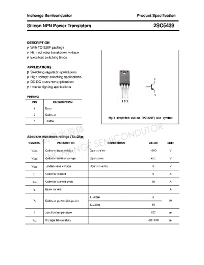 Inchange Semiconductor 2sc5439  . Electronic Components Datasheets Active components Transistors Inchange Semiconductor 2sc5439.pdf