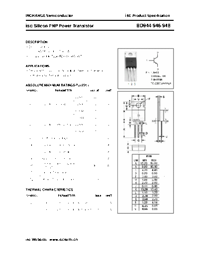 Inchange Semiconductor bd944 946 948  . Electronic Components Datasheets Active components Transistors Inchange Semiconductor bd944_946_948.pdf