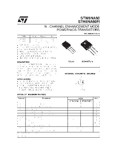ST stw8na80  . Electronic Components Datasheets Active components Transistors ST stw8na80.pdf
