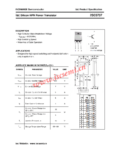 Inchange Semiconductor 2sc3737  . Electronic Components Datasheets Active components Transistors Inchange Semiconductor 2sc3737.pdf
