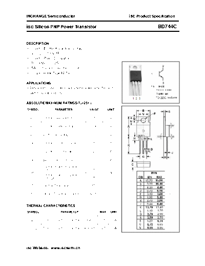 Inchange Semiconductor bd744c  . Electronic Components Datasheets Active components Transistors Inchange Semiconductor bd744c.pdf