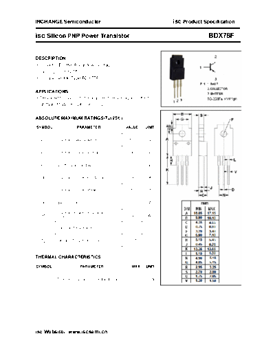 Inchange Semiconductor bdx78f  . Electronic Components Datasheets Active components Transistors Inchange Semiconductor bdx78f.pdf