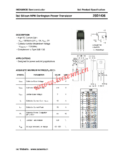 Inchange Semiconductor 2sd1436  . Electronic Components Datasheets Active components Transistors Inchange Semiconductor 2sd1436.pdf