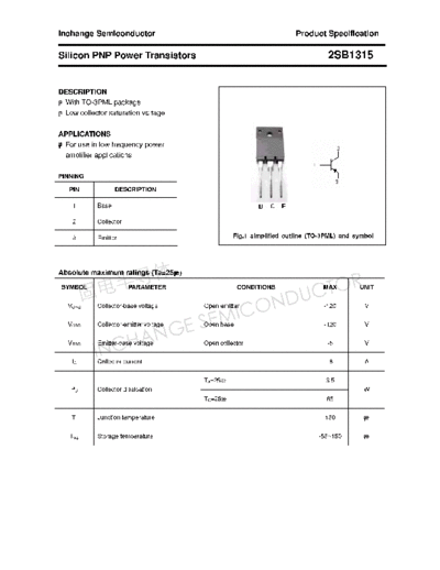 Inchange Semiconductor 2sb1315  . Electronic Components Datasheets Active components Transistors Inchange Semiconductor 2sb1315.pdf