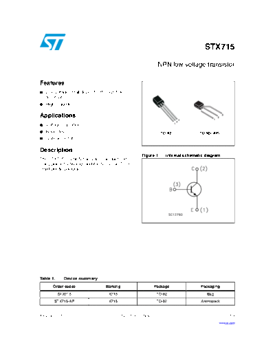 ST stx715  . Electronic Components Datasheets Active components Transistors ST stx715.pdf