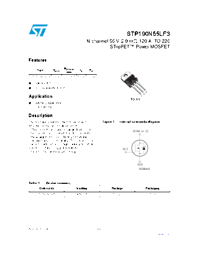 ST stp190n55lf3  . Electronic Components Datasheets Active components Transistors ST stp190n55lf3.pdf