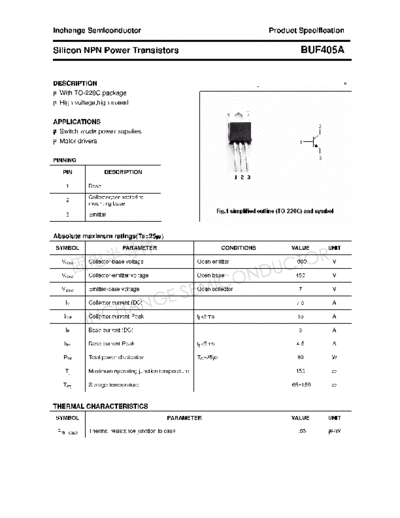 Inchange Semiconductor buf405a  . Electronic Components Datasheets Active components Transistors Inchange Semiconductor buf405a.pdf