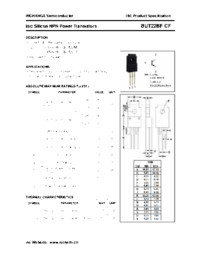 Inchange Semiconductor but22bf cf  . Electronic Components Datasheets Active components Transistors Inchange Semiconductor but22bf_cf.pdf