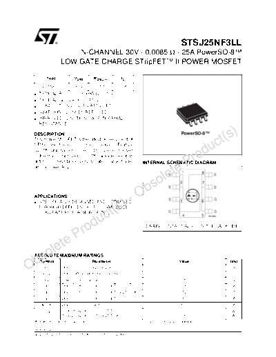 ST stsj25nf3ll  . Electronic Components Datasheets Active components Transistors ST stsj25nf3ll.pdf