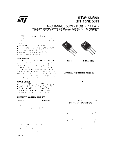 ST stw15nb50  . Electronic Components Datasheets Active components Transistors ST stw15nb50.pdf