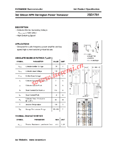 Inchange Semiconductor 2sd1791  . Electronic Components Datasheets Active components Transistors Inchange Semiconductor 2sd1791.pdf