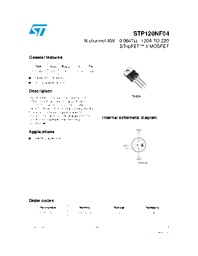 ST stp120nf04  . Electronic Components Datasheets Active components Transistors ST stp120nf04.pdf