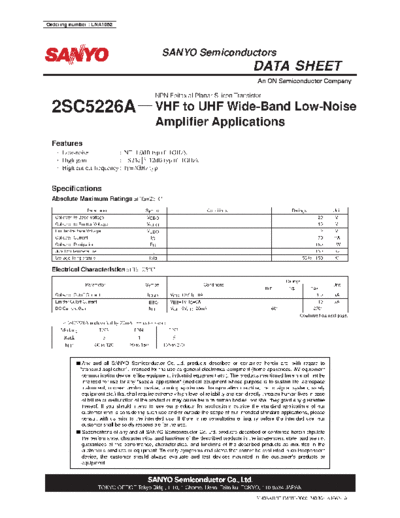 Sanyo 2sc5226a  . Electronic Components Datasheets Active components Transistors Sanyo 2sc5226a.pdf