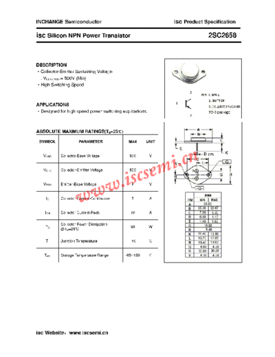 Inchange Semiconductor 2sc2658  . Electronic Components Datasheets Active components Transistors Inchange Semiconductor 2sc2658.pdf