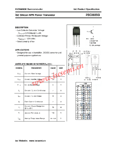 Inchange Semiconductor 2sc3835g  . Electronic Components Datasheets Active components Transistors Inchange Semiconductor 2sc3835g.pdf
