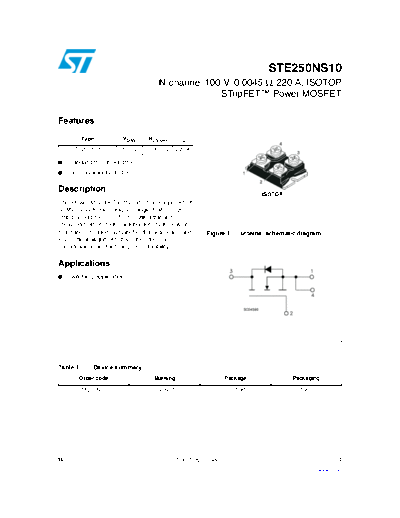ST ste250ns10  . Electronic Components Datasheets Active components Transistors ST ste250ns10.pdf