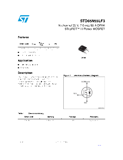 . Electronic Components Datasheets std65n55lf3  . Electronic Components Datasheets Active components Transistors ST std65n55lf3.pdf