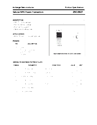 Inchange Semiconductor 2sc2827  . Electronic Components Datasheets Active components Transistors Inchange Semiconductor 2sc2827.pdf