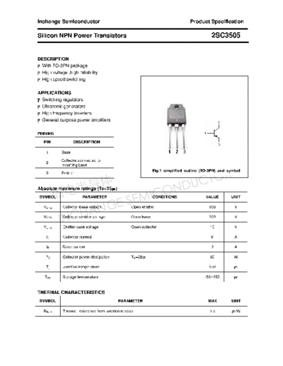 Inchange Semiconductor 2sc3505  . Electronic Components Datasheets Active components Transistors Inchange Semiconductor 2sc3505.pdf