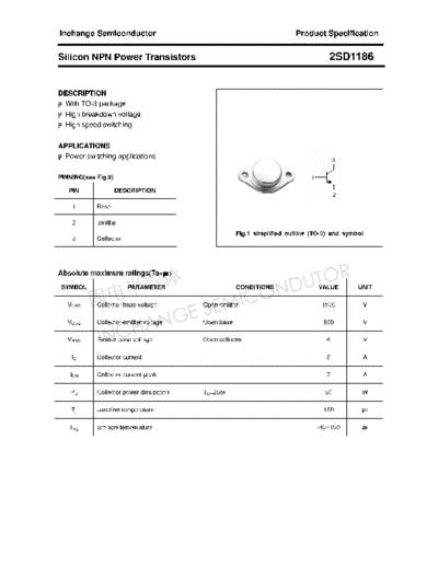Inchange Semiconductor 2sd1186  . Electronic Components Datasheets Active components Transistors Inchange Semiconductor 2sd1186.pdf