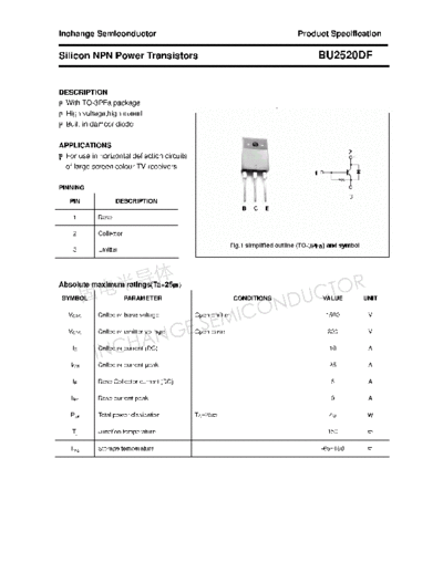 Inchange Semiconductor bu2520df  . Electronic Components Datasheets Active components Transistors Inchange Semiconductor bu2520df.pdf