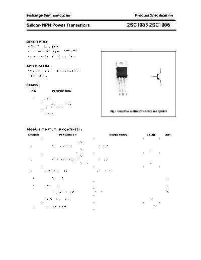 Inchange Semiconductor 2sc1985 2sc1986  . Electronic Components Datasheets Active components Transistors Inchange Semiconductor 2sc1985_2sc1986.pdf