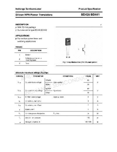 Inchange Semiconductor bd439 bd441  . Electronic Components Datasheets Active components Transistors Inchange Semiconductor bd439_bd441.pdf