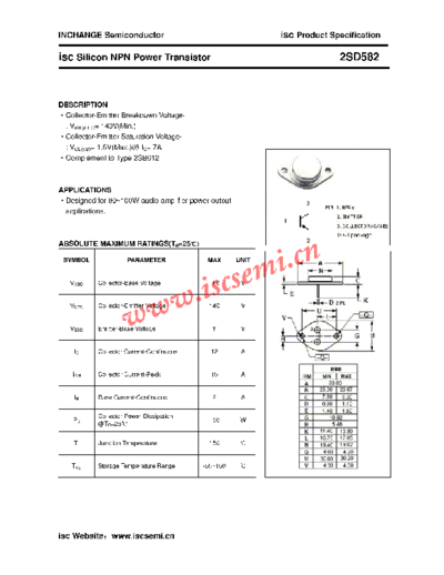 Inchange Semiconductor 2sd582  . Electronic Components Datasheets Active components Transistors Inchange Semiconductor 2sd582.pdf