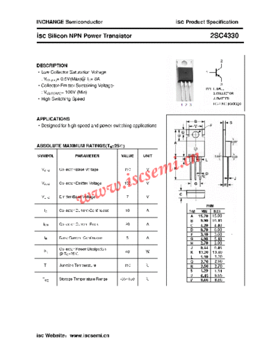 Inchange Semiconductor 2sc4330  . Electronic Components Datasheets Active components Transistors Inchange Semiconductor 2sc4330.pdf