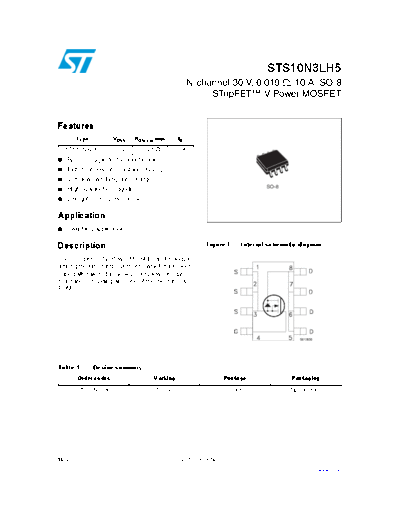ST sts10n3lh5  . Electronic Components Datasheets Active components Transistors ST sts10n3lh5.pdf