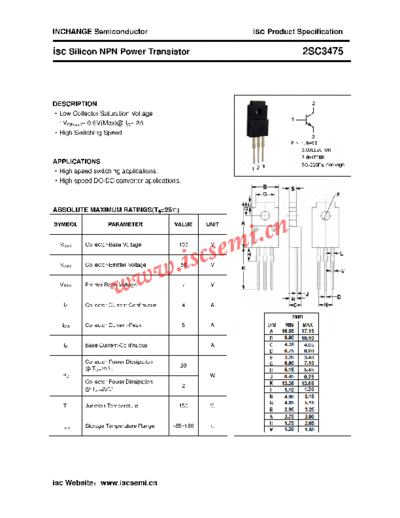 Inchange Semiconductor 2sc3475  . Electronic Components Datasheets Active components Transistors Inchange Semiconductor 2sc3475.pdf
