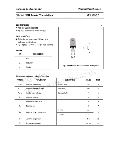 Inchange Semiconductor 2sc3627  . Electronic Components Datasheets Active components Transistors Inchange Semiconductor 2sc3627.pdf