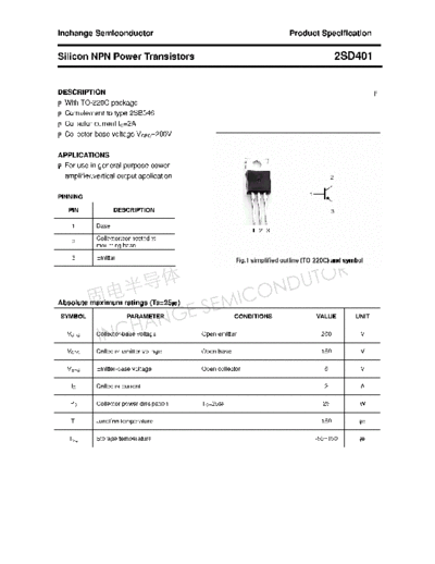 Inchange Semiconductor 2sd401  . Electronic Components Datasheets Active components Transistors Inchange Semiconductor 2sd401.pdf