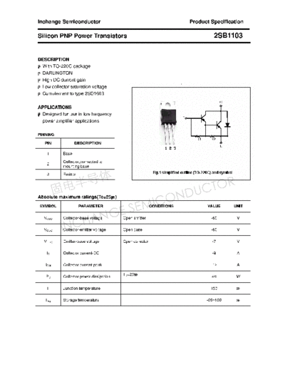 Inchange Semiconductor 2sb1103  . Electronic Components Datasheets Active components Transistors Inchange Semiconductor 2sb1103.pdf
