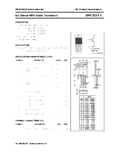 Inchange Semiconductor d44td3 4 5  . Electronic Components Datasheets Active components Transistors Inchange Semiconductor d44td3_4_5.pdf
