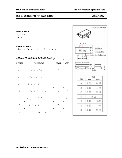 Inchange Semiconductor 2sc4262  . Electronic Components Datasheets Active components Transistors Inchange Semiconductor 2sc4262.pdf