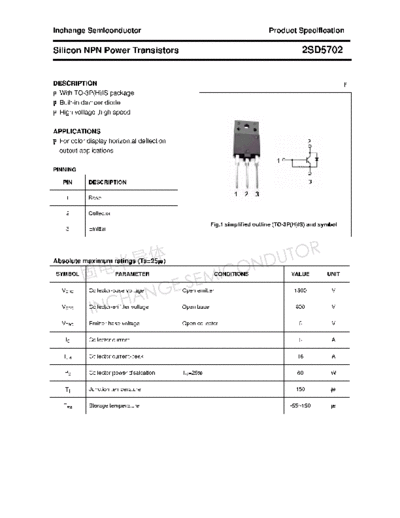 Inchange Semiconductor 2sd5702  . Electronic Components Datasheets Active components Transistors Inchange Semiconductor 2sd5702.pdf