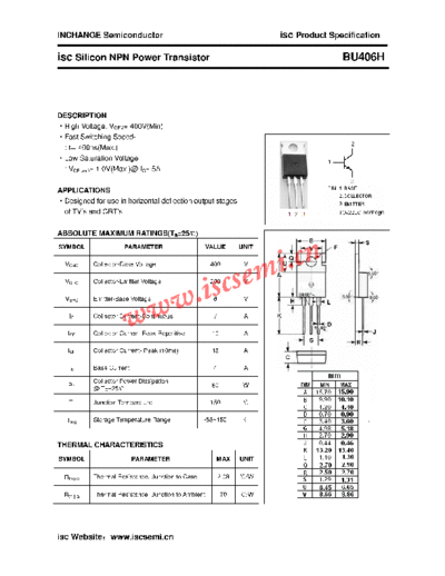 Inchange Semiconductor bu406h  . Electronic Components Datasheets Active components Transistors Inchange Semiconductor bu406h.pdf