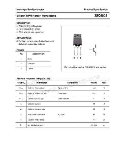 Inchange Semiconductor 2sc5802  . Electronic Components Datasheets Active components Transistors Inchange Semiconductor 2sc5802.pdf