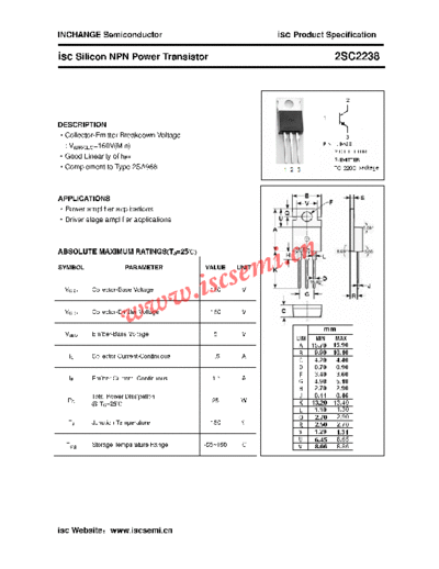 Inchange Semiconductor 2sc2238  . Electronic Components Datasheets Active components Transistors Inchange Semiconductor 2sc2238.pdf