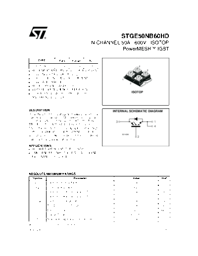 ST stge50nb60hd  . Electronic Components Datasheets Active components Transistors ST stge50nb60hd.pdf