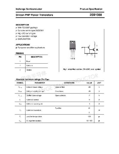 Inchange Semiconductor 2sb1568  . Electronic Components Datasheets Active components Transistors Inchange Semiconductor 2sb1568.pdf