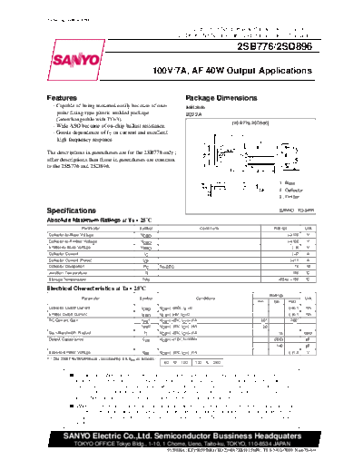 Sanyo 2sd896  . Electronic Components Datasheets Active components Transistors Sanyo 2sd896.pdf