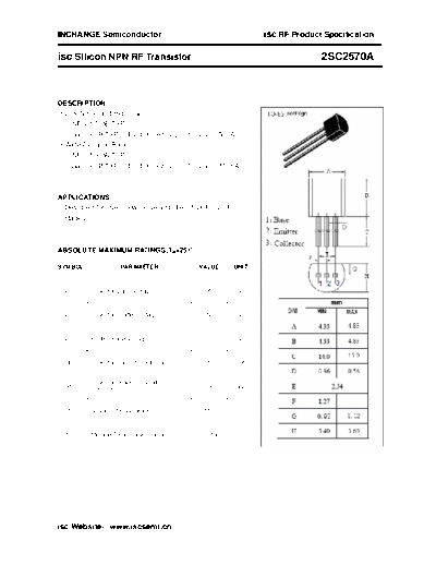 Inchange Semiconductor 2sc2570a  . Electronic Components Datasheets Active components Transistors Inchange Semiconductor 2sc2570a.pdf